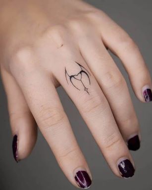 Small Angel+Devil Finger Tattoo